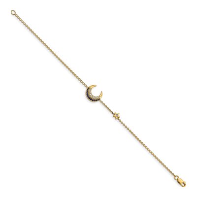 14K Yellow Gold 1/15 ct tw Sapphire & Diamond Moon Star Bracelet – view 2