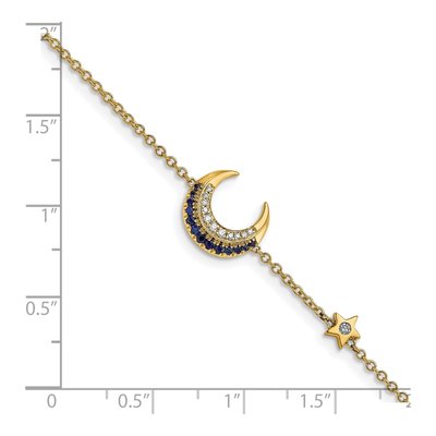 14K Yellow Gold 1/15 ct tw Sapphire & Diamond Moon Star Bracelet – view 3