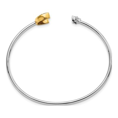 14K Two-Tone Gold 1/6 ct tw Diamond Moon Star Cuff Bracelet – view 2