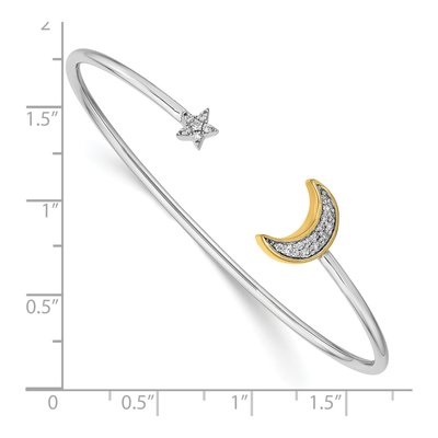 14K Two-Tone Gold 1/6 ct tw Diamond Moon Star Cuff Bracelet – view 4