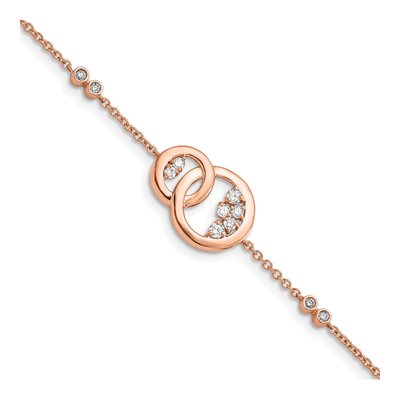14K Rose Gold 1/3 ct tw Diamond Double Circle Star Bracelet