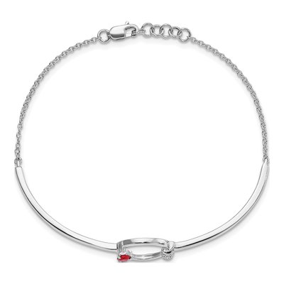 14K White Gold 1/10 ct tw Ruby & Diamond Bangle Bracelet – view 3