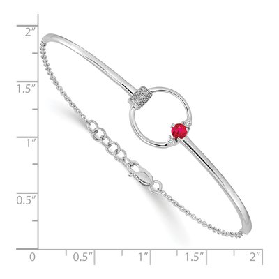 14K White Gold 1/10 ct tw Ruby & Diamond Bangle Bracelet – view 4