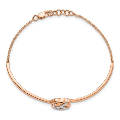 14K Rose Gold 1/8 ct tw Diamond Love Knot Bangle Bracelet – view 2