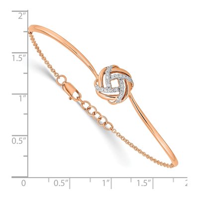 14K Rose Gold 1/8 ct tw Diamond Love Knot Bangle Bracelet – view 4