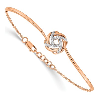 14K Rose Gold 1/8 ct tw Diamond Love Knot Bangle Bracelet
