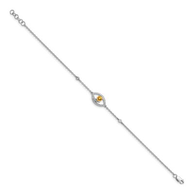 14K White Gold 1/5 ct tw Citrine & Diamond Round Eye Bracelet – view 2