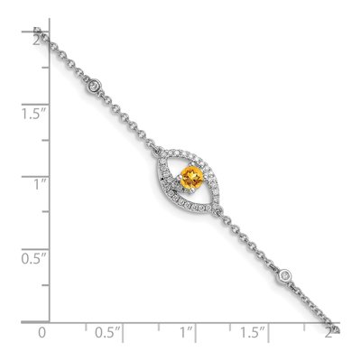 14K White Gold 1/5 ct tw Citrine & Diamond Round Eye Bracelet – view 3