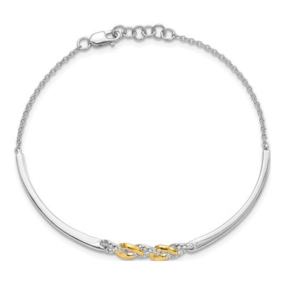 14K Two-Tone Gold 1/5 ct tw Diamond Circles Bar 5In Bangle Bracelet – view 2