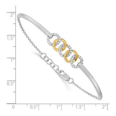 14K Two-Tone Gold 1/5 ct tw Diamond Circles Bar 5In Bangle Bracelet – view 3