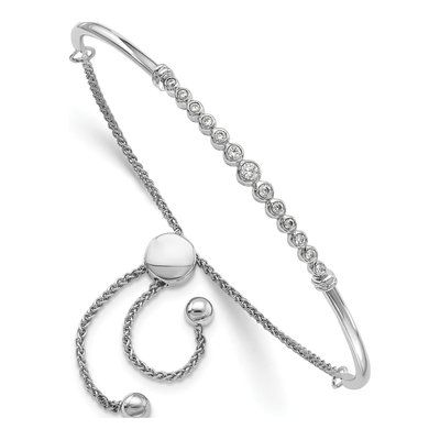 14K White Gold 1/5 ct tw Lab-Grown Diamond Adjustable Bolo Bracelet