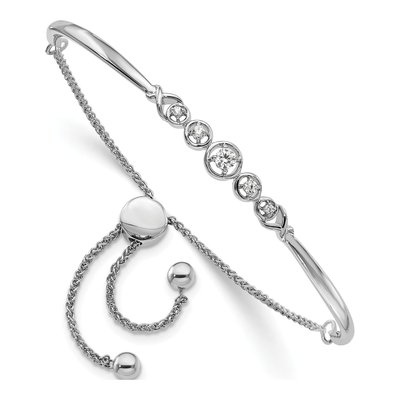14K White Gold 1/6 ct tw Lab-Grown Diamond Bolo Bracelet