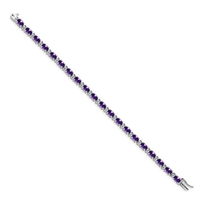 14K White Gold 1/10 ct tw Amethyst & Diamond Oval Bracelet – view 2