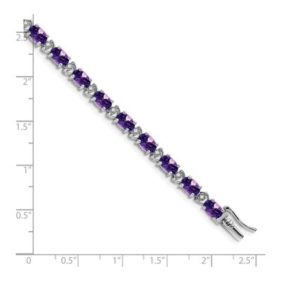 14K White Gold 1/10 ct tw Amethyst & Diamond Oval Bracelet – view 4