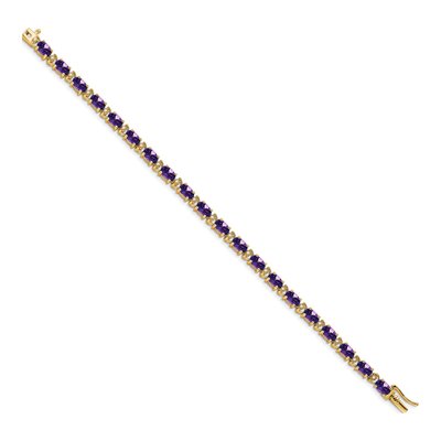 14K Yellow Gold 1/10 ct tw Amethyst & Diamond Oval Bracelet – view 2