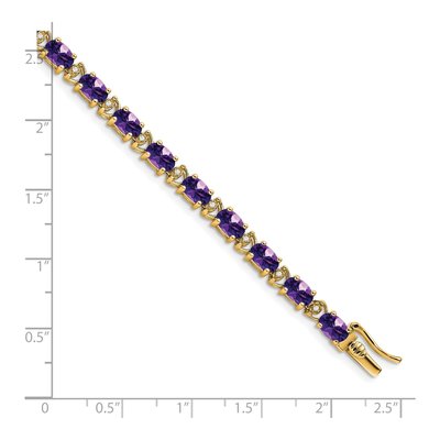 14K Yellow Gold 1/10 ct tw Amethyst & Diamond Oval Bracelet – view 4