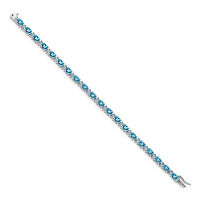 14K White Gold 1/10 ct tw Swiss Blue Topaz & Diamond Oval Bracelet – view 3