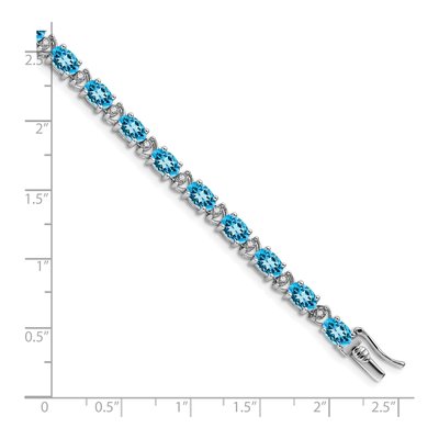 14K White Gold 1/10 ct tw Swiss Blue Topaz & Diamond Oval Bracelet – view 5