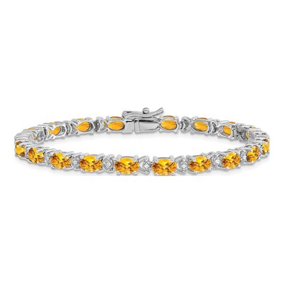 14K White Gold 1/10 ct tw Citrine & Diamond Oval Bracelet – view 3