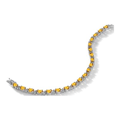 14K White Gold 1/10 ct tw Citrine & Diamond Oval Bracelet – view 6