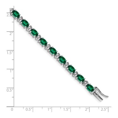 14K White Gold 1/10 ct tw Lab-Created Emerald & Diamond Oval Bracelet – view 5