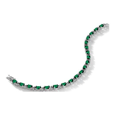 14K White Gold 1/10 ct tw Lab-Created Emerald & Diamond Oval Bracelet – view 7