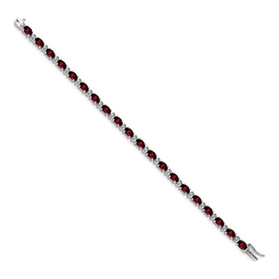 14K White Gold 1/10 ct tw Garnet & Diamond Oval Bracelet – view 2