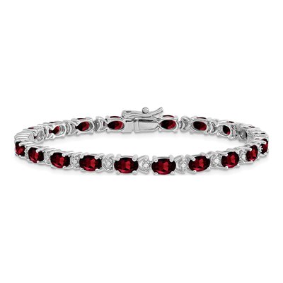 14K White Gold 1/10 ct tw Garnet & Diamond Oval Bracelet – view 3
