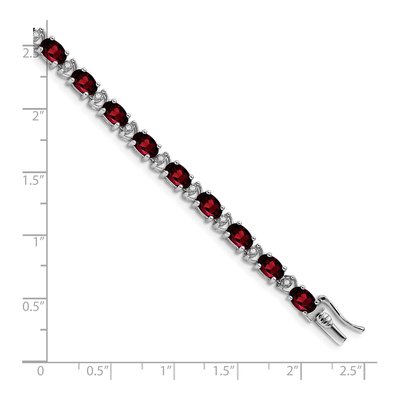 14K White Gold 1/10 ct tw Garnet & Diamond Oval Bracelet – view 4
