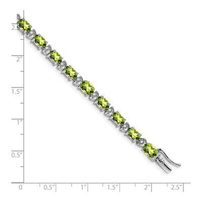 14K White Gold 1/10 ct tw Peridot & Diamond Oval Bracelet – view 4