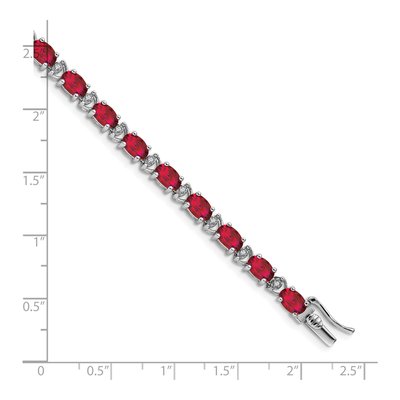 14K White Gold 1/10 ct tw Lab-Created Ruby & Diamond Oval Bracelet – view 4