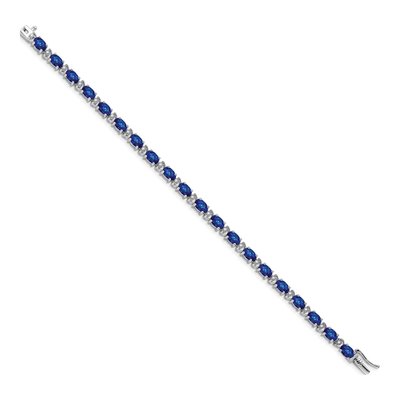 14K White Gold 1/10 ct tw Lab-Created Sapphire & Diamond Oval Bracelet – view 2