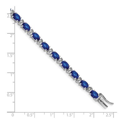 14K White Gold 1/10 ct tw Lab-Created Sapphire & Diamond Oval Bracelet – view 4