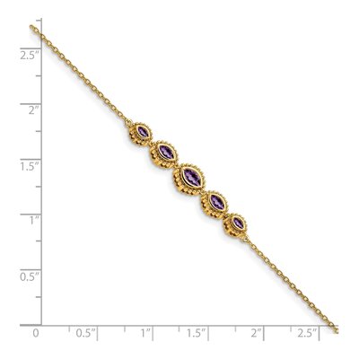 14K Yellow Gold Amethyst Bezel 5-Stone Bracelet – view 3