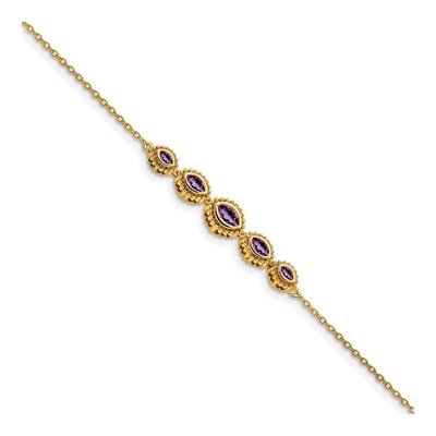 14K Yellow Gold Amethyst Bezel 5-Stone Bracelet