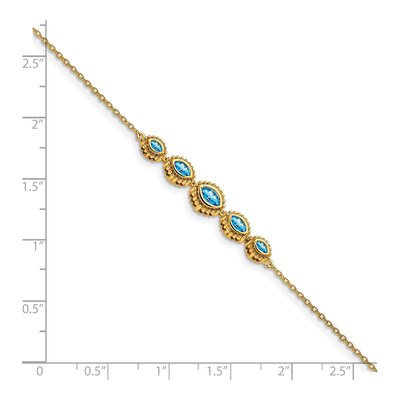 14K Yellow Gold Swiss Blue Topaz Marquise Bracelet – view 3