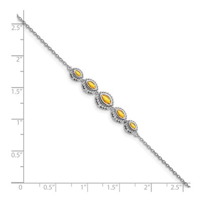 14K White Gold Citrine 5-Stone Marquise Bracelet – view 3