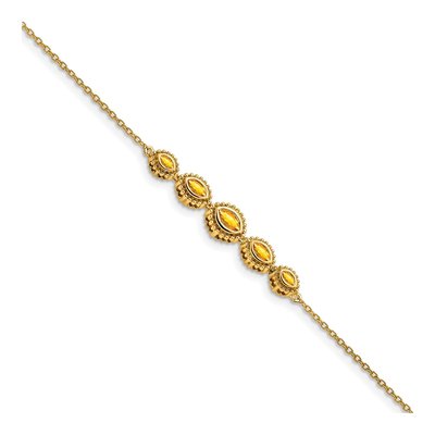 14K Yellow Gold Citrine Bezel Bracelet