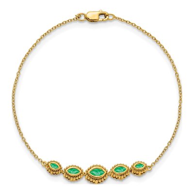 14K Yellow Gold Emerald Marquise Bracelet – view 2