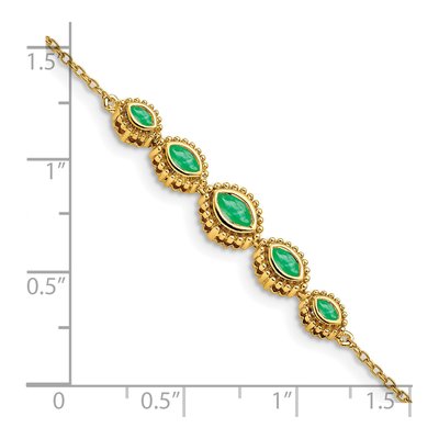 14K Yellow Gold Emerald Marquise Bracelet – view 5