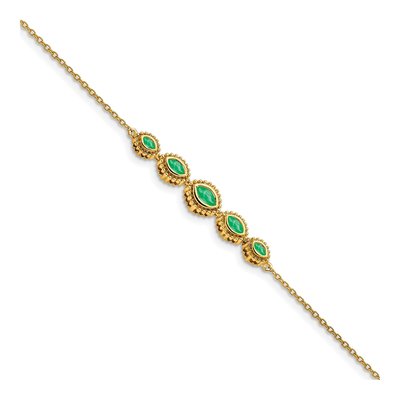 14K Yellow Gold Emerald Marquise Bracelet
