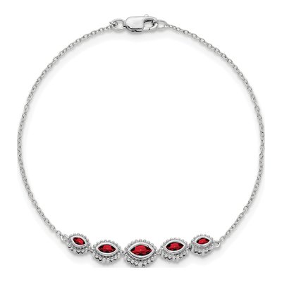 14K White Gold Garnet 5-Stone Marquise Bracelet – view 2