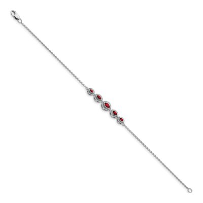 14K White Gold Garnet 5-Stone Marquise Bracelet – view 3
