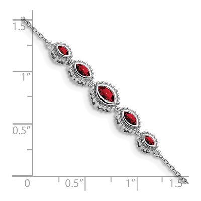 14K White Gold Garnet 5-Stone Marquise Bracelet – view 4