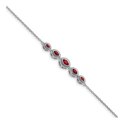 14K White Gold Garnet 5-Stone Marquise Bracelet