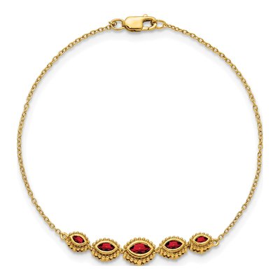 14K Yellow Gold Garnet Marquise Bracelet – view 2