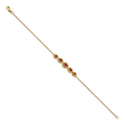 14K Yellow Gold Garnet Marquise Bracelet – view 3