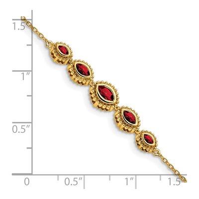 14K Yellow Gold Garnet Marquise Bracelet – view 4