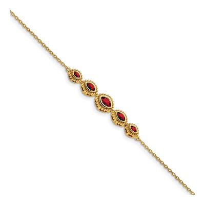14K Yellow Gold Garnet Marquise Bracelet