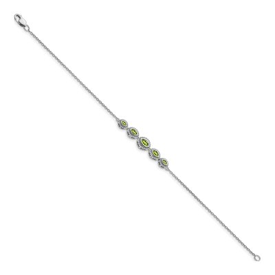14K White Gold Peridot 5-Stone Marquise Bracelet – view 2